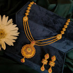 Load image into Gallery viewer, Vintage Gold Necklace Set with Green & Ruby Accents in Antique Finish