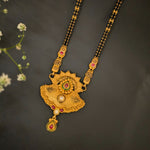 Load image into Gallery viewer, Gold Leaf Design Mangalsutra with Traditional Antique Pendant