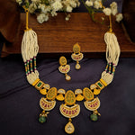 Load image into Gallery viewer, Elegant Multi-Strand Real Gold Necklace Set with Pearls & Gemstones