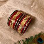 Load image into Gallery viewer, Bridal Red & Green Chuda with Golden Carved Motifs and Pearls