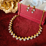 Load image into Gallery viewer, Elegant Gold Necklace &amp; Earrings Set with Diamond Studded Design
