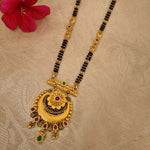 Load image into Gallery viewer, Gold Antique Floral Designer Mangalsutra with Pink &amp; Green Gemstones
