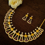 Load image into Gallery viewer, Elegant Gold Choker Necklace Set with Pearl and Gemstone Accents
