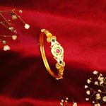 Load image into Gallery viewer, Elegant Traditional 22K Gold Kada with Ruby-Colored Accent
