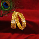 Load image into Gallery viewer, Gold Bangles with Floral Motifs and CZ Stone Accents
