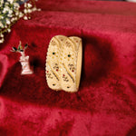 Load image into Gallery viewer, Beautiful Ivory Floral Chudi set with Gold &amp; Stone Detailing

