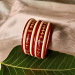 Load image into Gallery viewer, Gold Red &amp; Ivory Chudi with Minimal Floral Design
