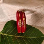 Load image into Gallery viewer, Elegant Red Chudi with Gold Floral Motif Design
