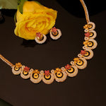 Load image into Gallery viewer, Graceful Real Gold Necklace Set with Pearl and Floral Motifs
