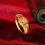 Load image into Gallery viewer, Peacock Motif Gold Kada with Meenakari Accents
