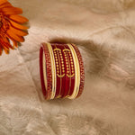 Load image into Gallery viewer, Red &amp; Ivory Chudi with Real Gold Detailing &amp; Motifs
