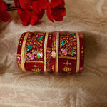 Load image into Gallery viewer, Traditional Red Bridal Chuda with Meenakari and Kundan Detailing
